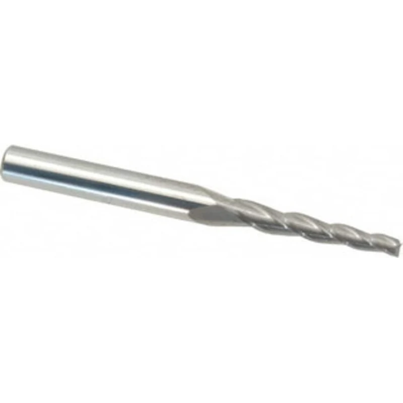 Accupro 2 per Side 3/32 Small End Diam 3/4 LOC 3-Flute Solid Carbide Tapered Square End Mill Uncoated, 3/16 Shank Dia...